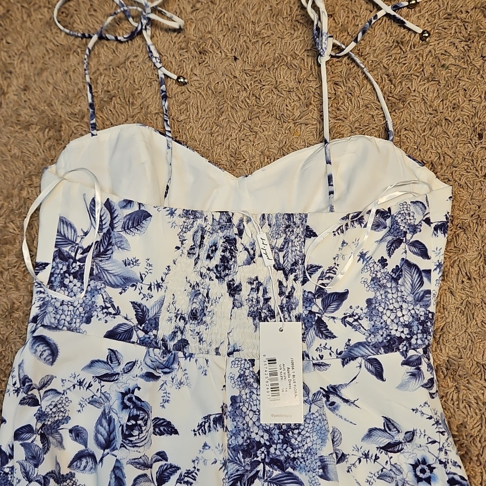 Petal + Pup Azelia Midi Dress In Blue Floral - Picture 9 of 9